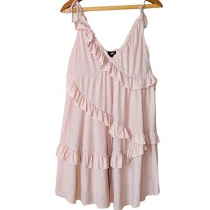 Pink Ruffle Mini Dress Tunic, Women's M, EUC cottagecore babydoll romantic